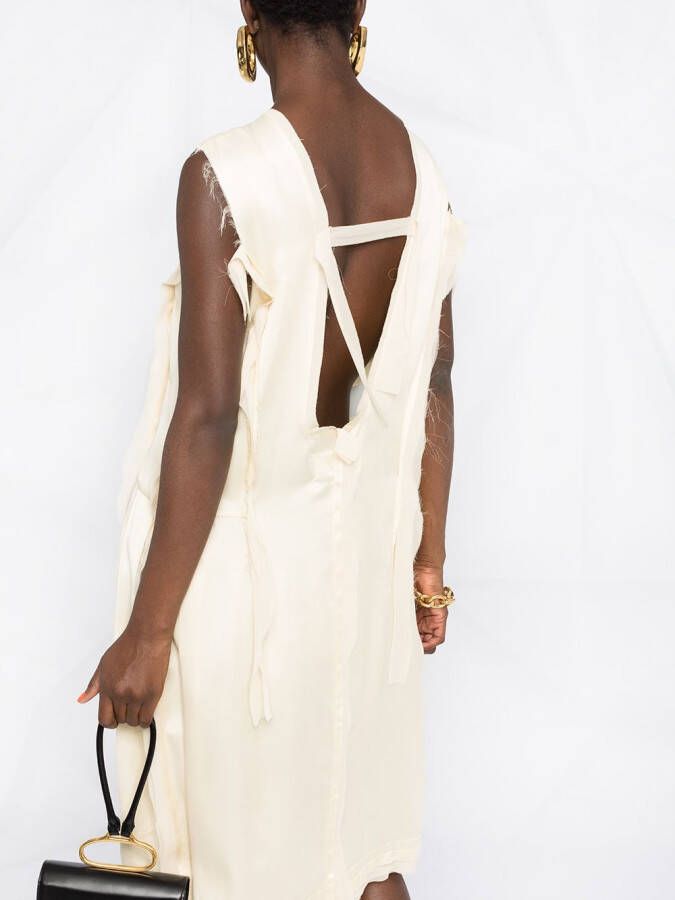 Maison Margiela Gerafelde midi-jurk Beige