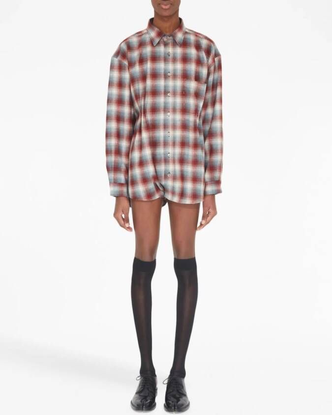 Maison Margiela x Pendleton geruite playsuit blouse Rood