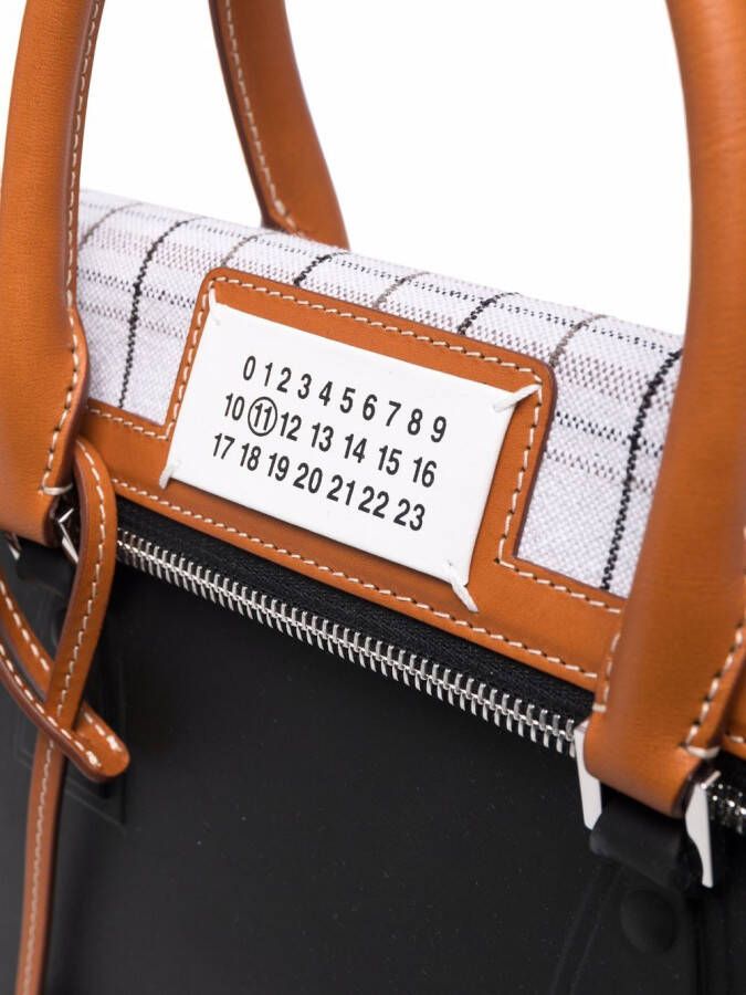 Maison Margiela Grote 5AC geruite shopper Zwart