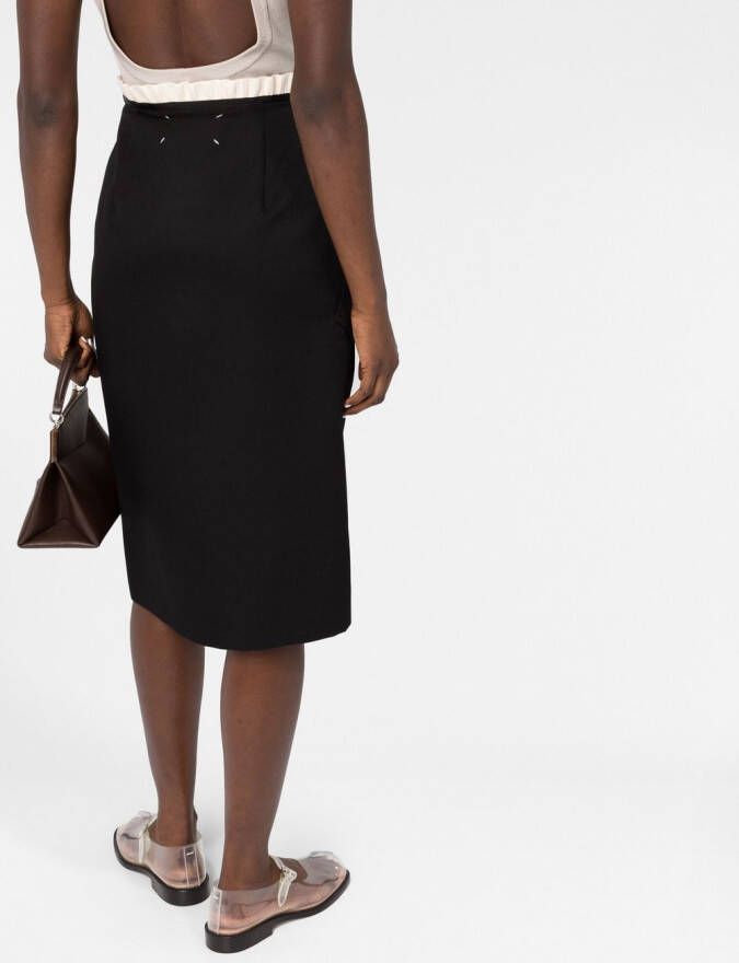 Maison Margiela Wollen midi-rok Zwart