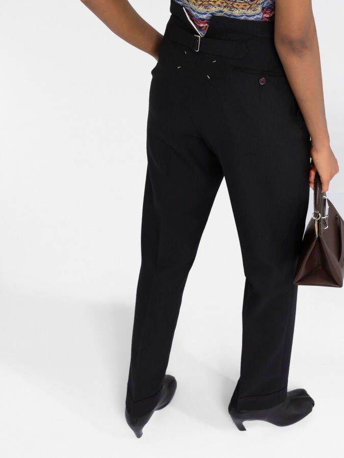 Maison Margiela Wollen broek met visgraatpatroon Zwart