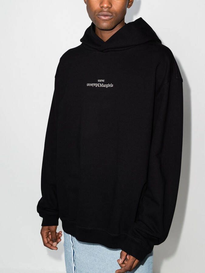 Maison Margiela Hoodie met geborduurd logo Zwart