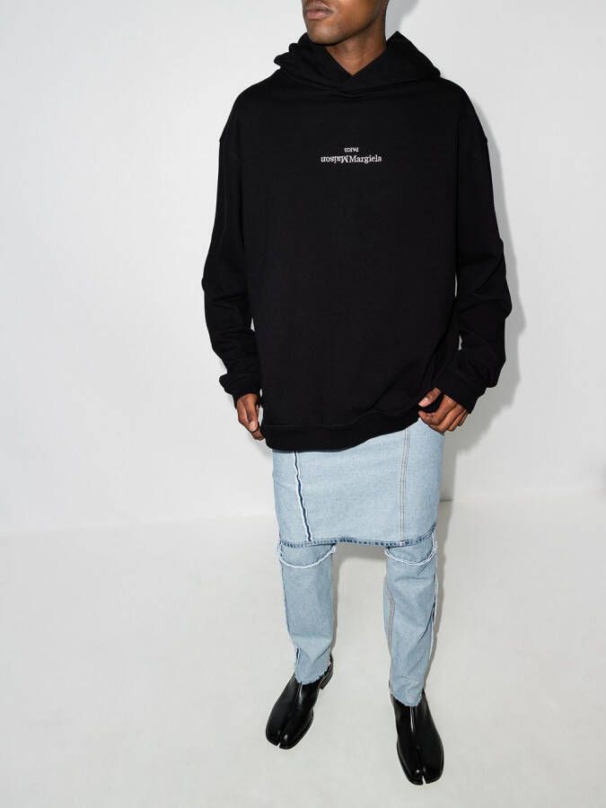 Maison Margiela Hoodie met geborduurd logo Zwart