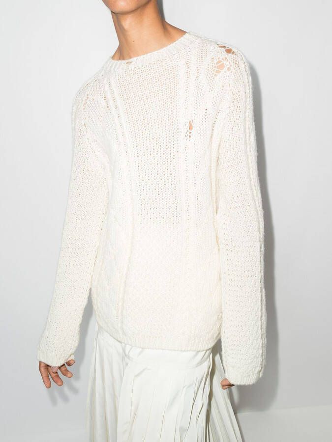 Maison Margiela Kabelgebreide trui Wit