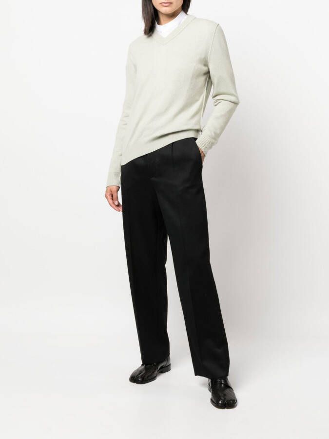 Maison Margiela Kasjmier trui met V-hals Groen