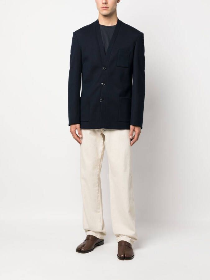 Maison Margiela Mantel met enkele rij knopen en stiksel Blauw