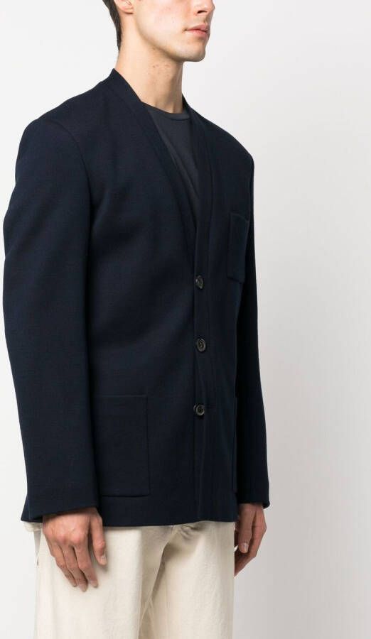 Maison Margiela Mantel met enkele rij knopen en stiksel Blauw