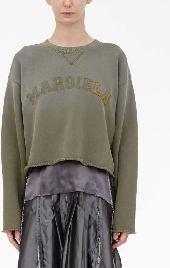 Maison Margiela Cropped sweater met logoprint Groen