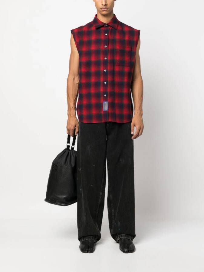 Maison Margiela x Pendleton geruit mouwloos overhemd Rood