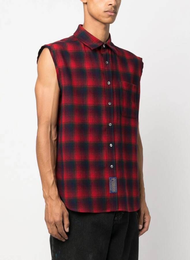 Maison Margiela x Pendleton geruit mouwloos overhemd Rood
