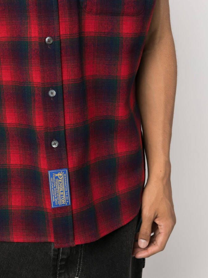 Maison Margiela x Pendleton geruit mouwloos overhemd Rood