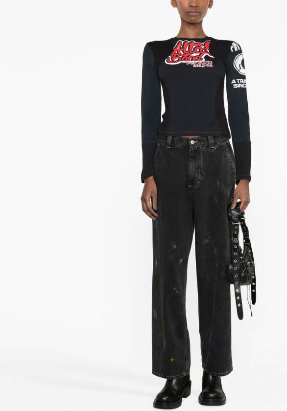 Maison Margiela Paint jeans met wijde pijpen Zwart