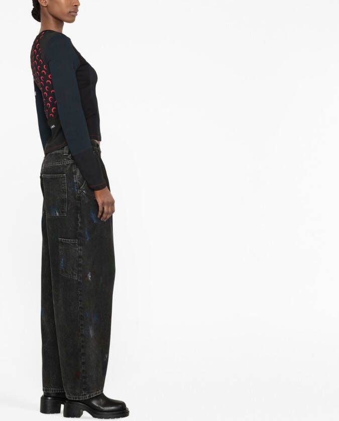 Maison Margiela Paint jeans met wijde pijpen Zwart
