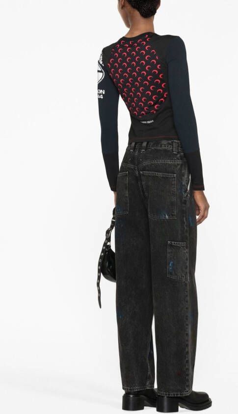 Maison Margiela Paint jeans met wijde pijpen Zwart