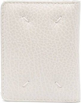 Maison Margiela Leren portemonnee met vier stiksels Beige