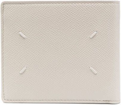 Maison Margiela Leren portemonnee met stiksels Beige