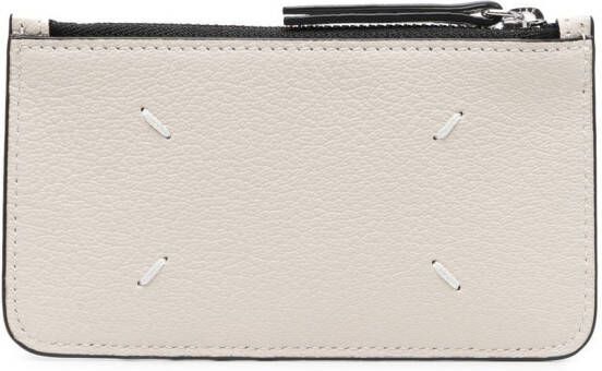 Maison Margiela Leren pasjeshouder met vier stiksels Beige