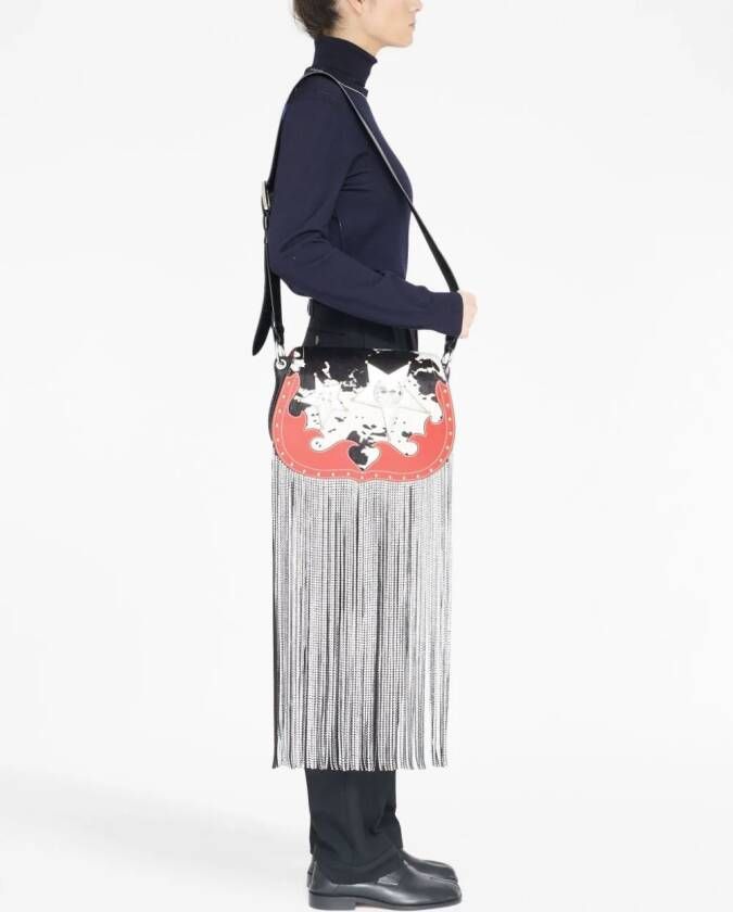 Maison Margiela Gitaar schoudertas met franje Zwart