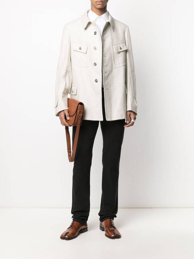 Maison Margiela Shirtjack met enkele rij knopen Beige