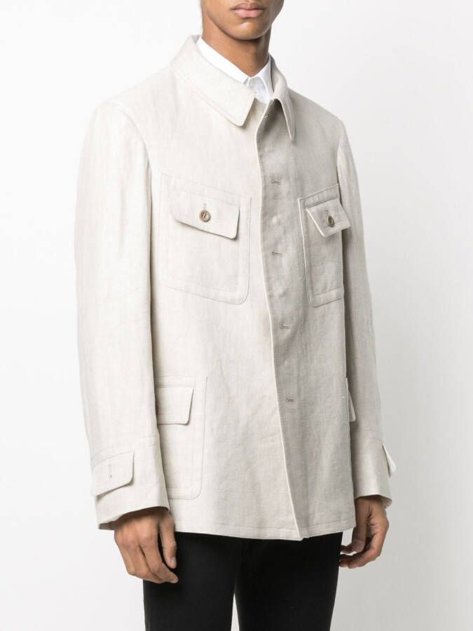 Maison Margiela Shirtjack met enkele rij knopen Beige