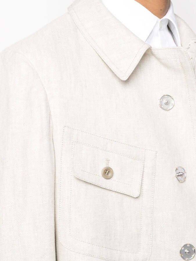 Maison Margiela Shirtjack met enkele rij knopen Beige