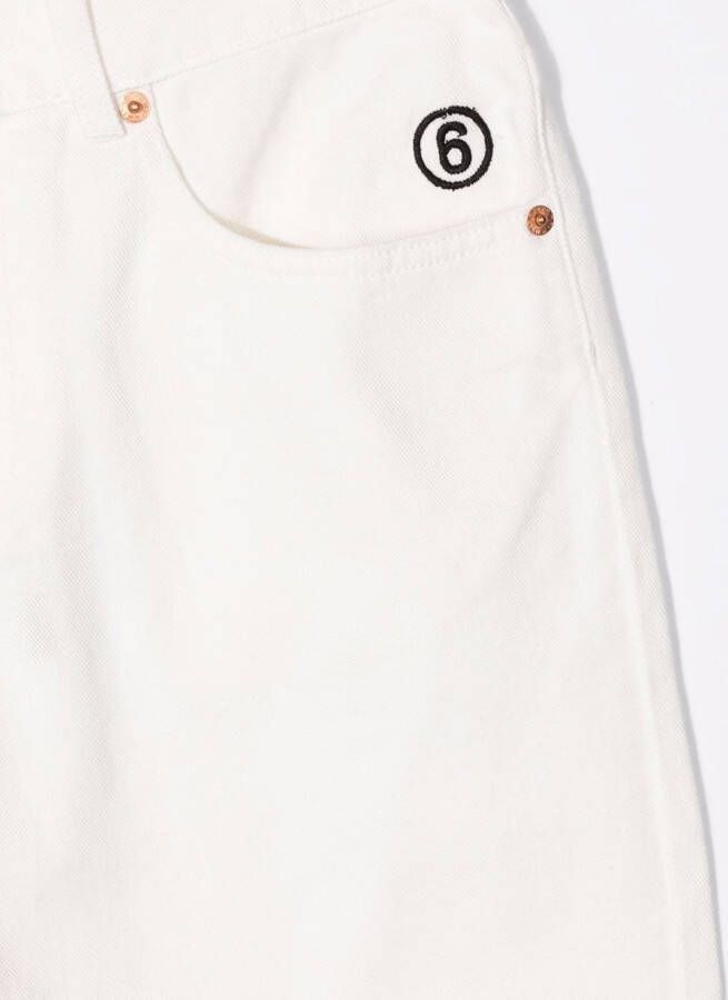 Maison Margiela Spijkershorts met geborduurd logo Wit