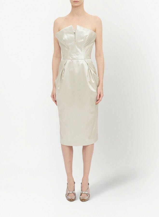 Maison Margiela Cintzed satijnen midi-jurk Groen
