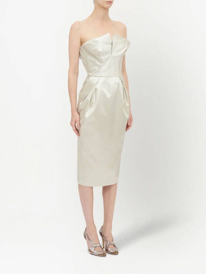 Maison Margiela Cintzed satijnen midi-jurk Groen