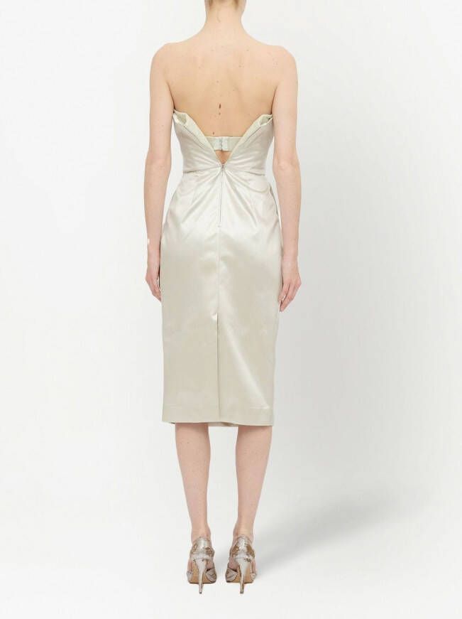 Maison Margiela Cintzed satijnen midi-jurk Groen