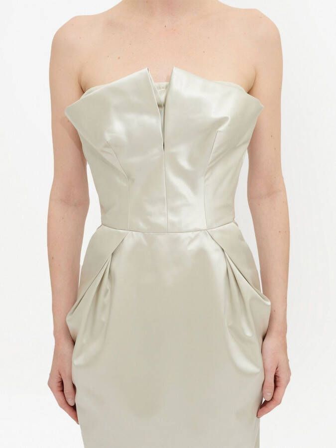 Maison Margiela Cintzed satijnen midi-jurk Groen