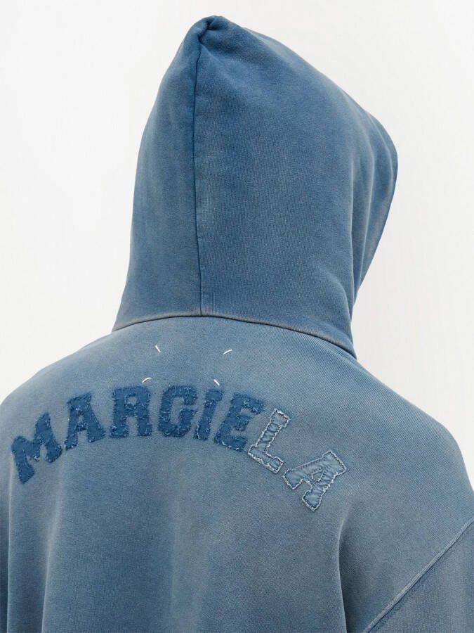 Maison Margiela Hoodie met gerafelde rand van biologisch katoen Blauw