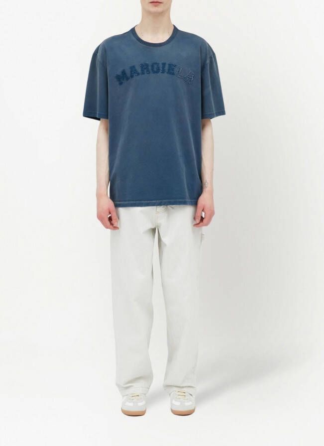 Maison Margiela Jersey T-shirt met logopatch Blauw