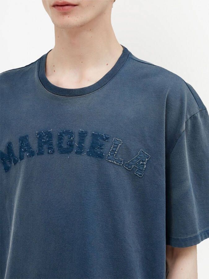 Maison Margiela Jersey T-shirt met logopatch Blauw