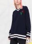 Maison Margiela Trui met geborduurde bloemen Blauw - Thumbnail 3