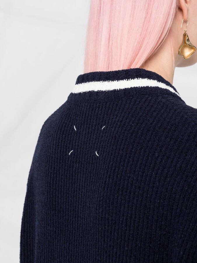 Maison Margiela Trui met geborduurde bloemen Blauw