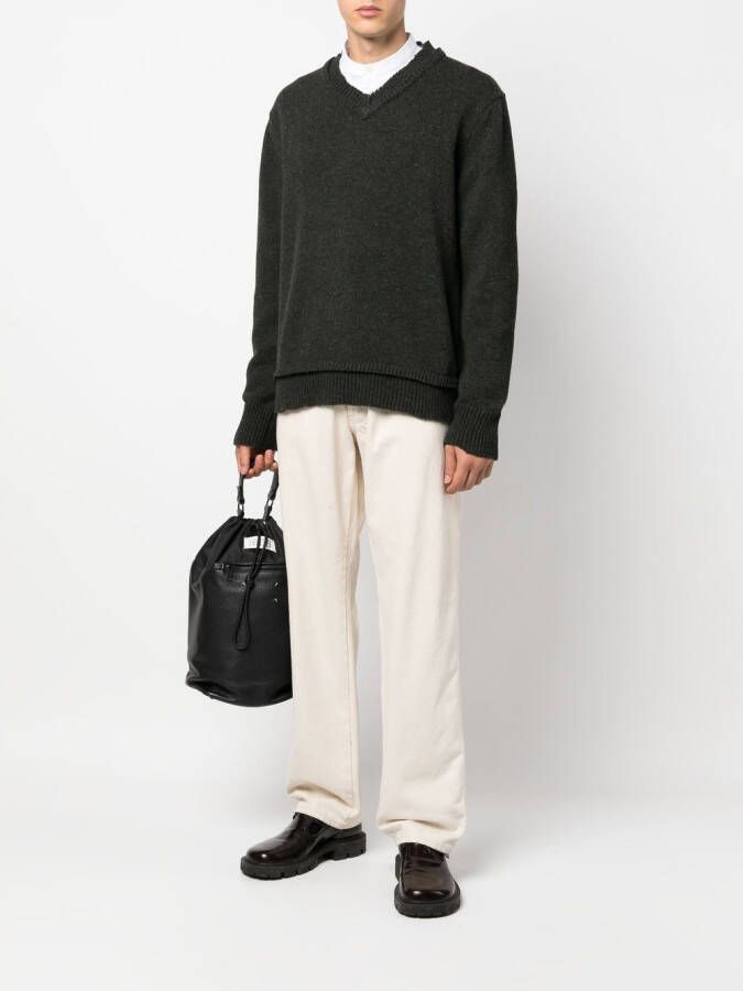 Maison Margiela Gebreide trui met elleboogpatch Groen