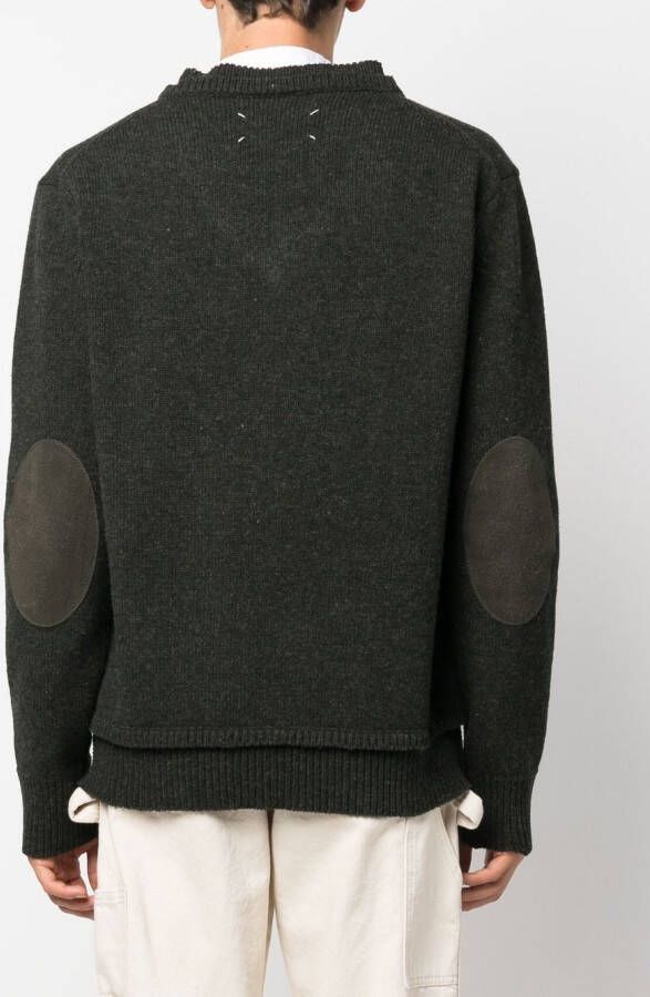 Maison Margiela Gebreide trui met elleboogpatch Groen