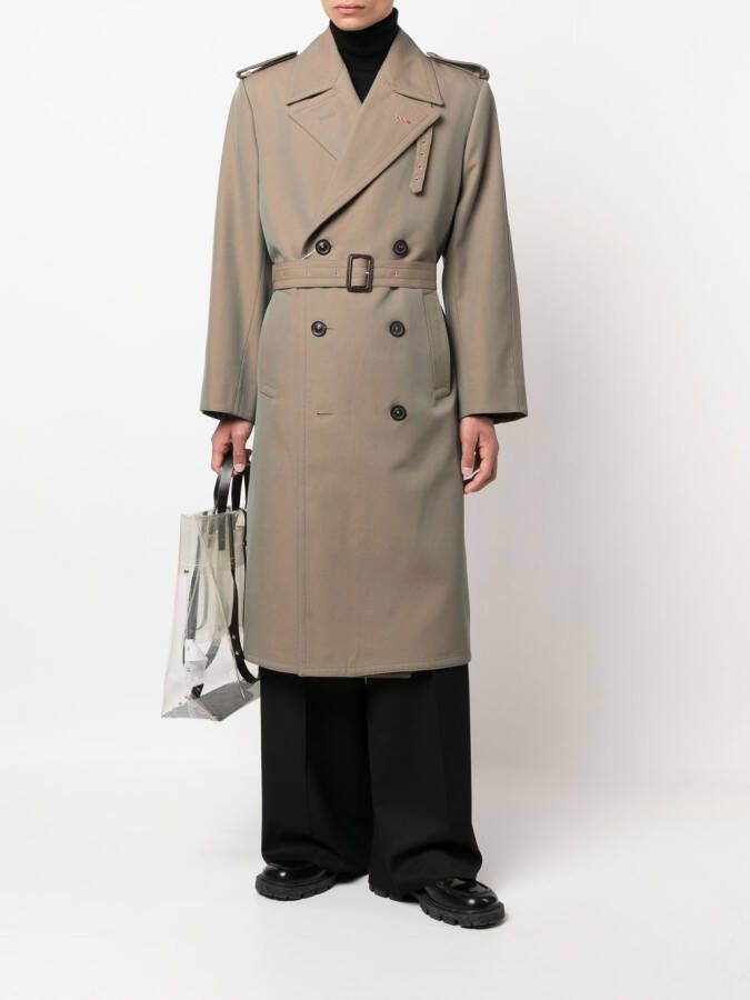 Maison Margiela Wollen trenchcoat met dubbele rij knopen Groen