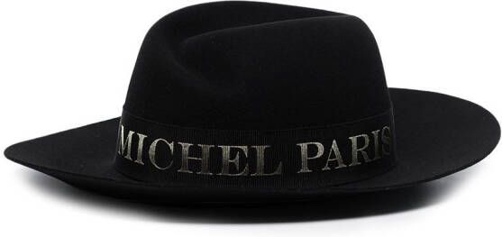 Maison Michel Fedora hoed met logoband Zwart