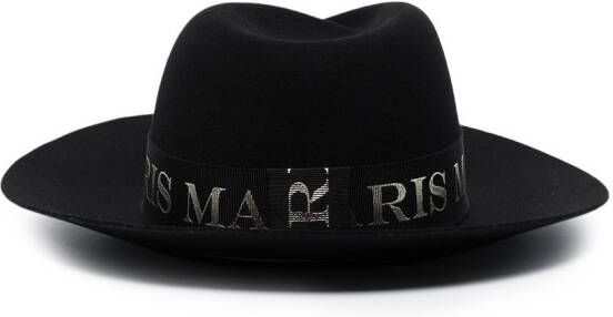 Maison Michel Fedora hoed met logoband Zwart