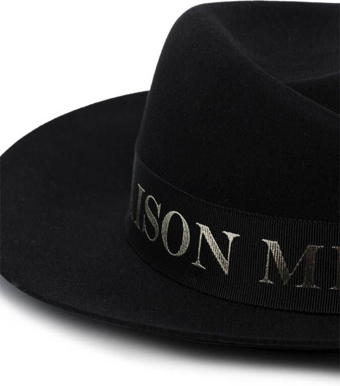 Maison Michel Fedora hoed met logoband Zwart