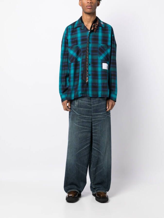 Maison MIHARA YASUHIRO Geruit overhemd Blauw