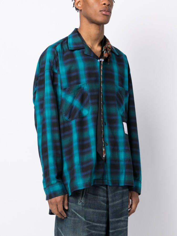 Maison MIHARA YASUHIRO Geruit overhemd Blauw