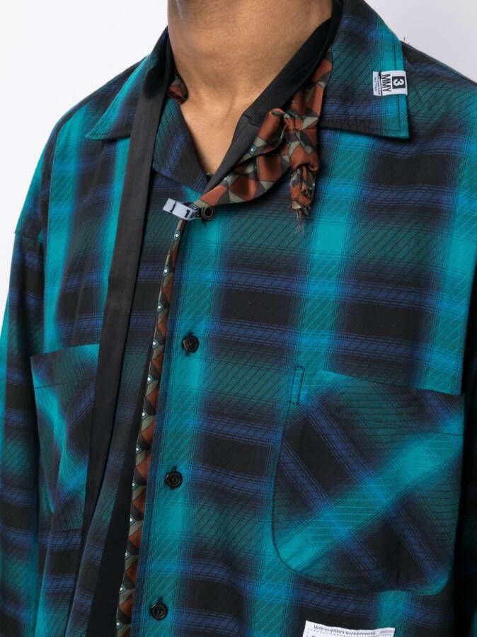 Maison MIHARA YASUHIRO Geruit overhemd Blauw
