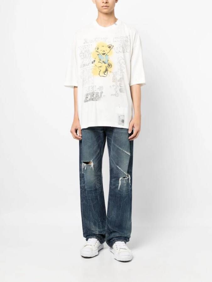 Maison Mihara Yasuhiro T-shirt met gerafelde afwerking Wit