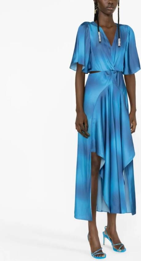 Maje Satijnen midi-jurk met uitgesneden details Blauw