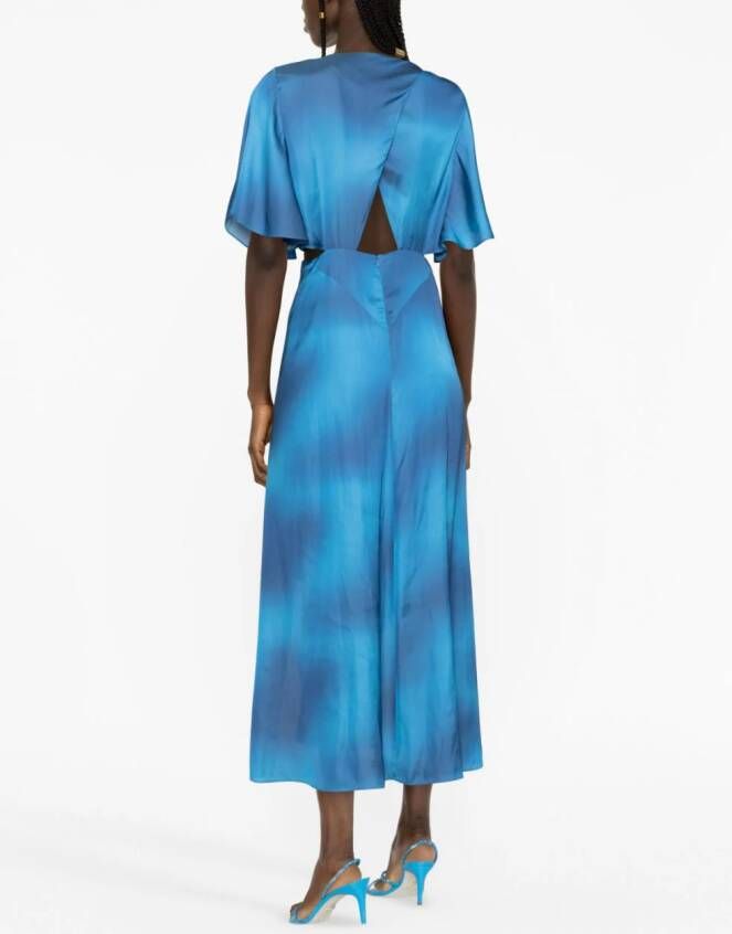 Maje Satijnen midi-jurk met uitgesneden details Blauw