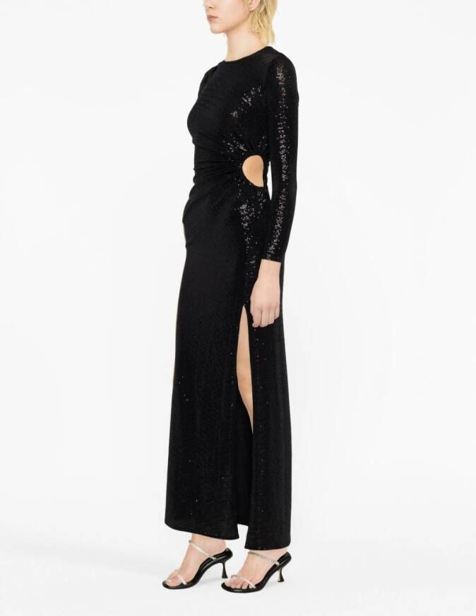 Maje Maxi-jurk met pailletten en uitgesneden details Zwart