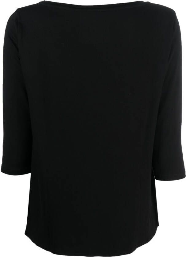 Majestic Filatures Jersey top met boothals Zwart