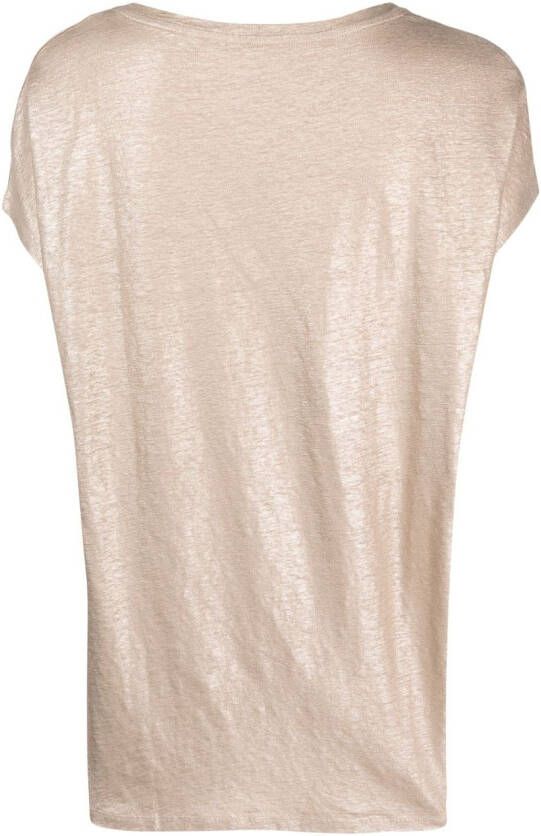 Majestic Filatures T-shirt met metallic afwerking Beige